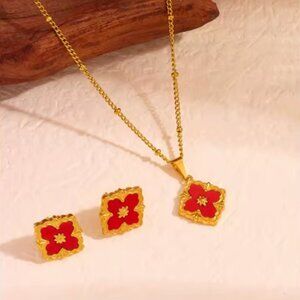 🎉Host Pick🎉- Stainless Steel Red Flower Earrings